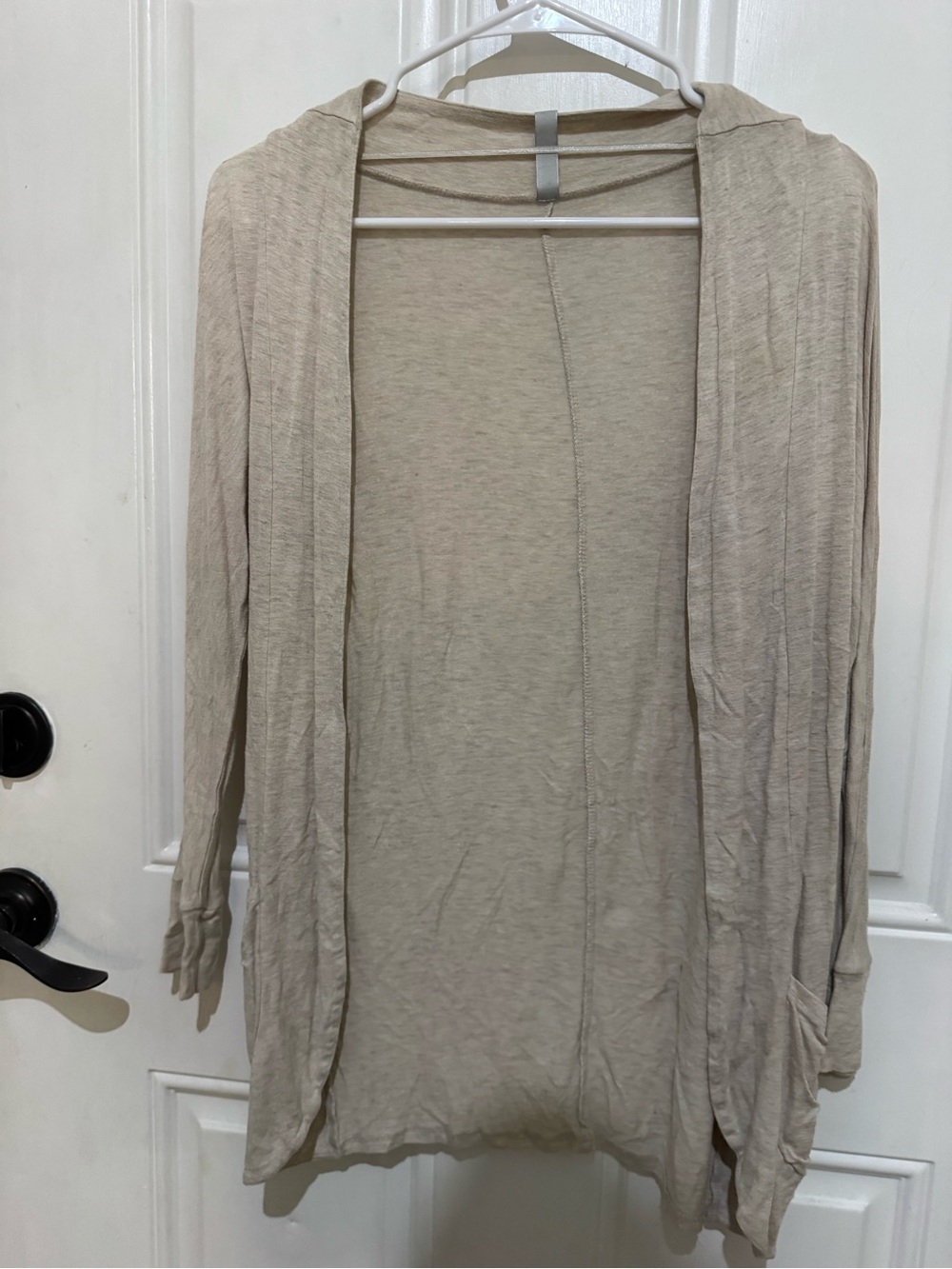 Glitz Light Beige Open-Front Hooded Cardigan